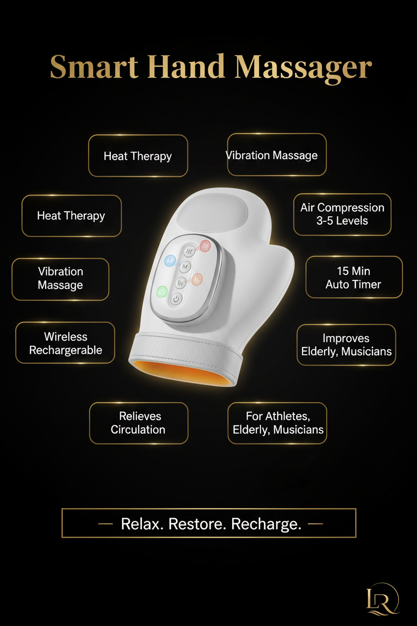 Luma Rest Smart Hand Massager Features Infographic